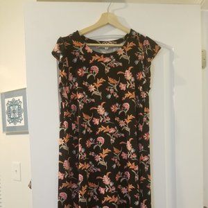 LOFT Black Floral Dress Worn 2x Size Medium